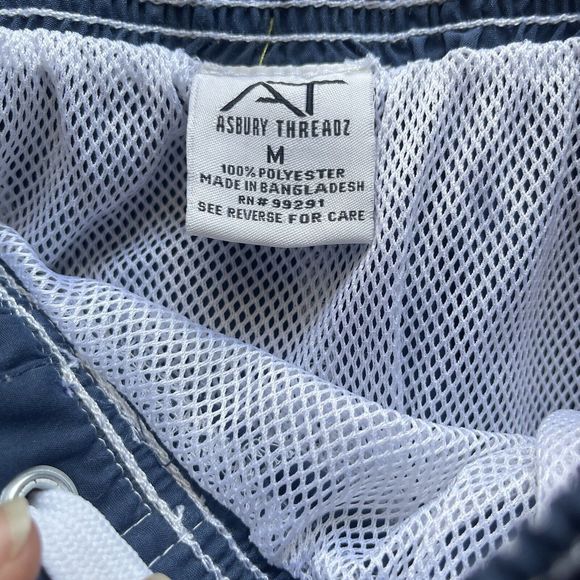 Asbury Threadz Mens Trunk Medium Elastic Waist Swim Navy Mako Core Performance - Picture 15 of 16